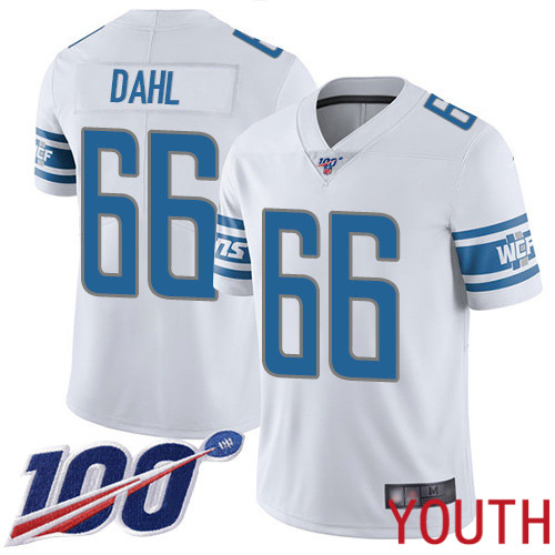 Detroit Lions Limited White Youth Joe Dahl Road Jersey NFL Football 66 100th Season Vapor Untouchable